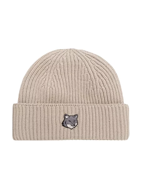 Czapka Maison Kitsune wełniana beżowa