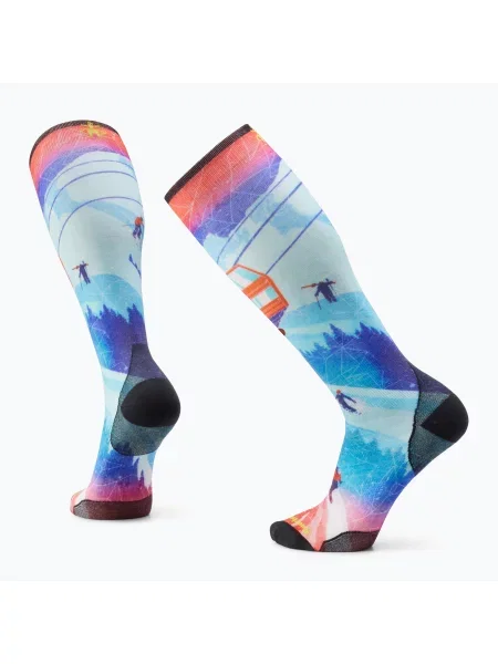 Скиорски чорапи Smartwool Ski Zero Cushion Ski Day Print ОTC laguna blue синьо