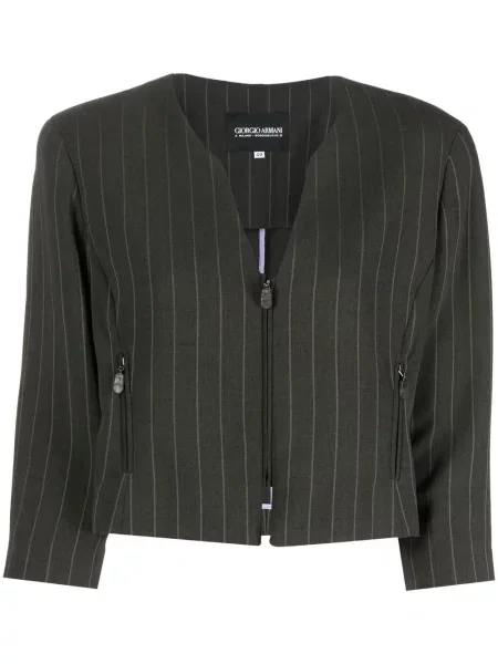 Bunda Giorgio Armani Pre-owned s výstřihem do v šedá