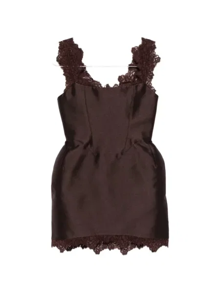 Rochie mini De La Vali din țesătură twill maro
