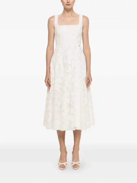 Rochie midi Nissa din dantelă alb