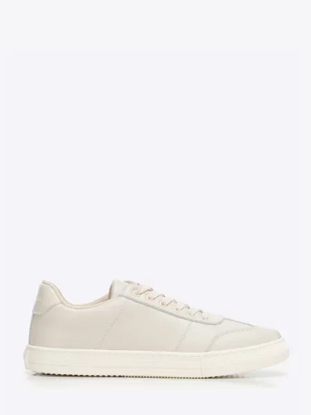 Sneakersy ze skóry licowej beżowe