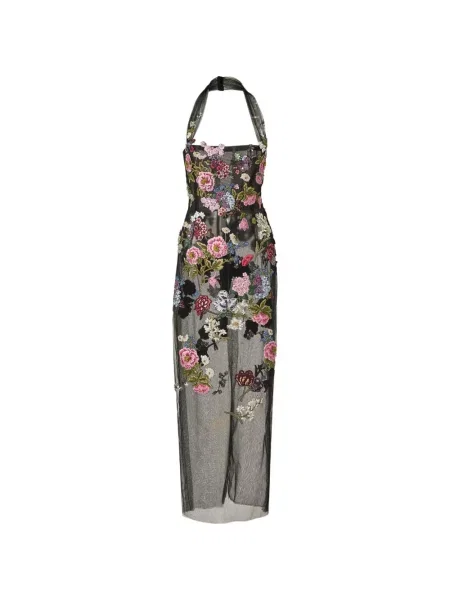 Rochie Carolina Herrera cu broderie cu model floral negru