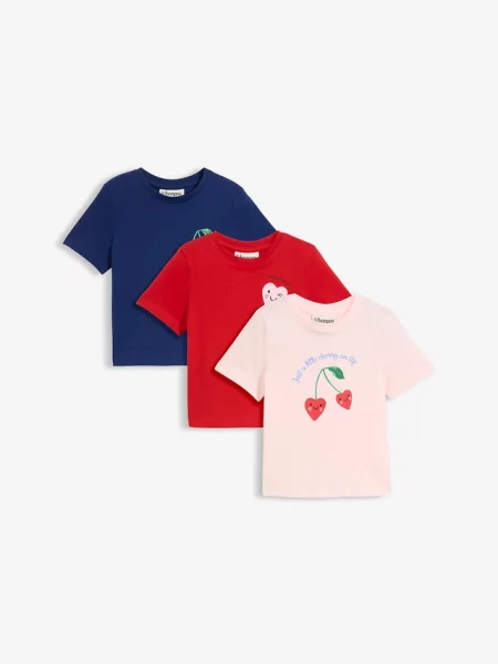 T-shirt z czystej bawełny organicznej zestaw 3 szt. różowa