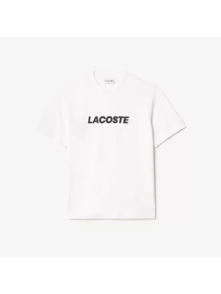 Lacoste Klasyczny Krój Gruba Koszulka Z Logo biała