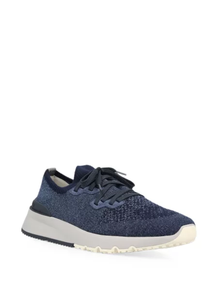 Fűzős kötött sneaker Brunello Cucinelli kék