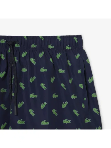 Lacoste Kąpielówki Średniej Długości Z Nadrukiem Krokodyla niebieski