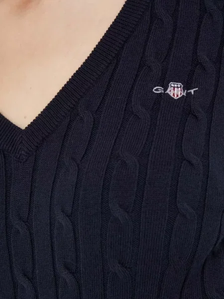 Pulover Gant cu decolteu în V albastru