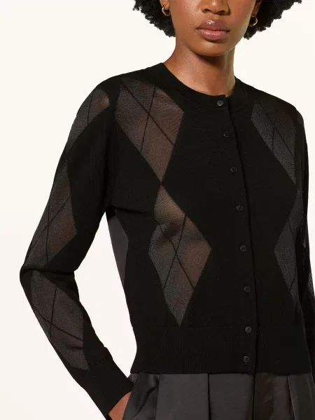Allsaints Pletený Svetr Bern Z Kombinace Materiálů / šedá černá