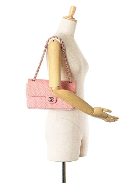 Sametová prošívaná kabelka Chanel Pre-owned růžová
