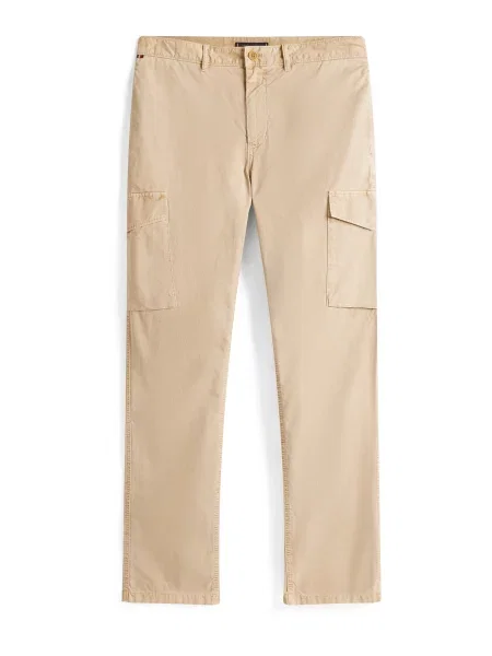 Tommy Hilfiger Medžiaginės kelnės Denton Straight Fit smėlio