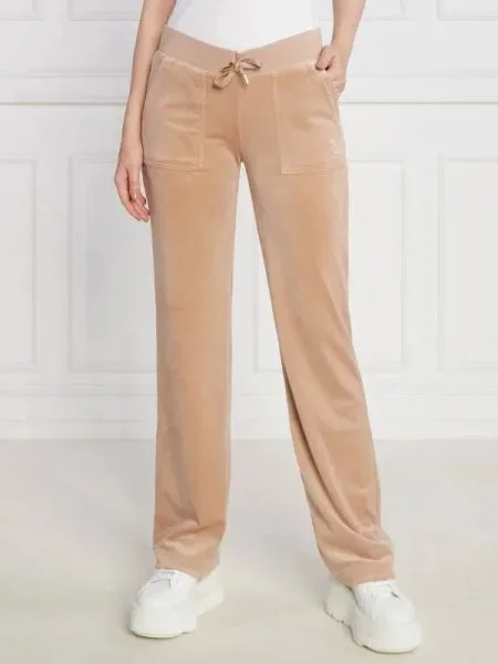 Juicy Couture Pantaloni de trening Del Ray Classic Velour Pant Pocket Design GOLD HW bej