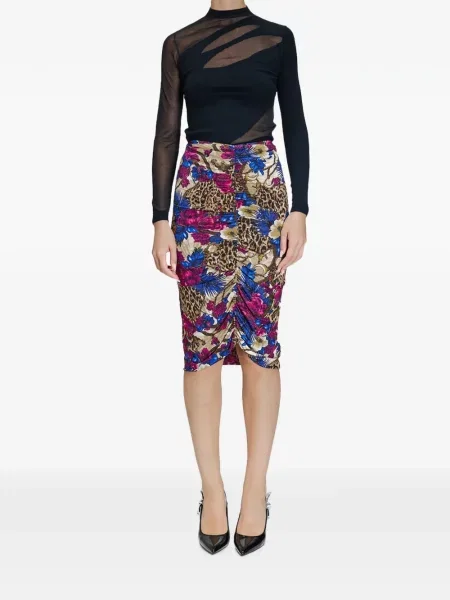 Fustă midi Just Cavalli cu model floral cu imagine drapată