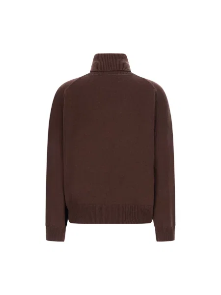 Sweter z golfem Brunello Cucinelli z kaszmiru brązowy
