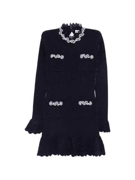 Rochie mini Self-portrait tricotate albastru