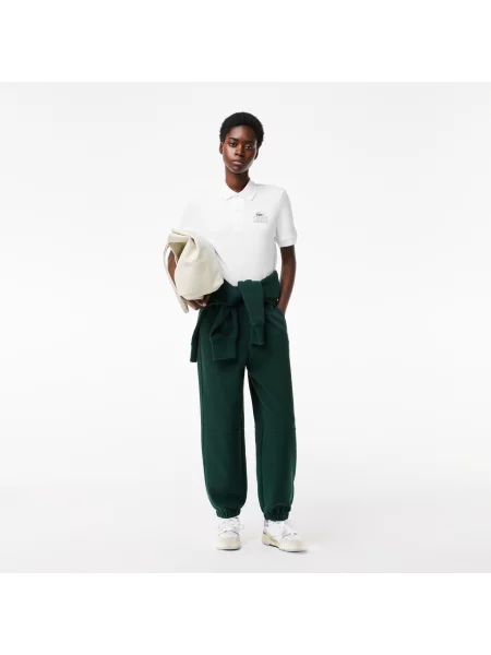Lacoste Polo Unisex Z Nadrukiem Signature O Kroju Regular Fit biały