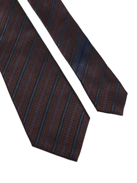 Cravată Zegna cu dungi din jacard maro