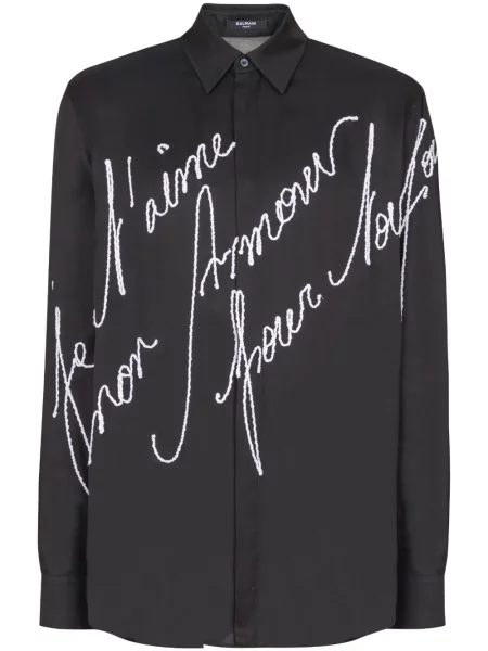 Košulja Balmain s vezom crna
