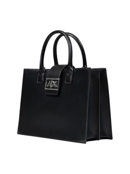 Armani Exchange torebka shopper z imitacji skóry czarna