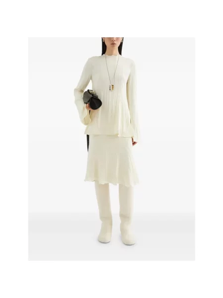Spódnica Jil Sander wełniana niebieska