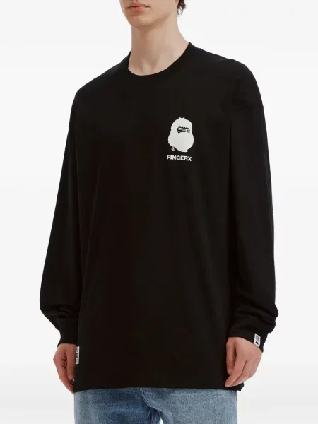 Lung tricou Fingercroxx cu imagine negru