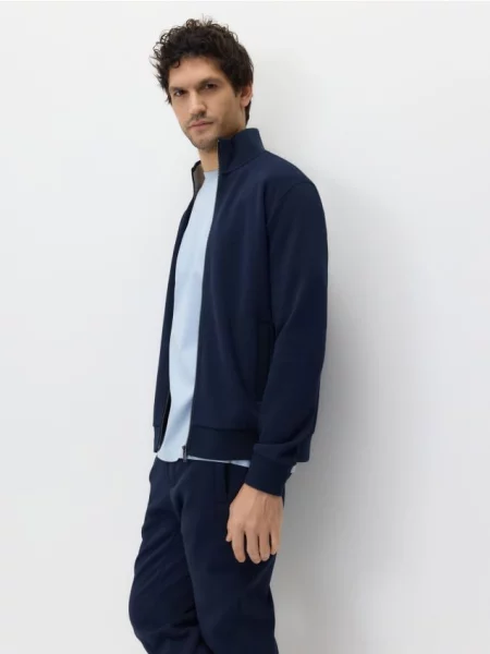 Свитшот Reserved с воротником стойка синий