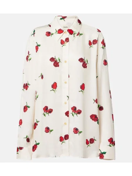 Cămașă Khaite cu imagine din țesătură twill alb