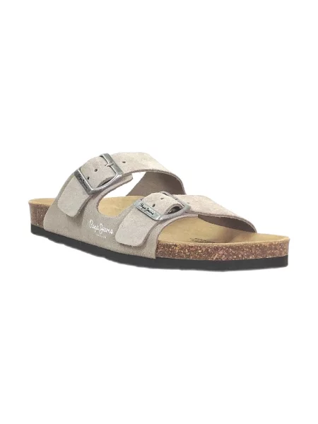 Szarvasbőr papucs Pepe Jeans barna