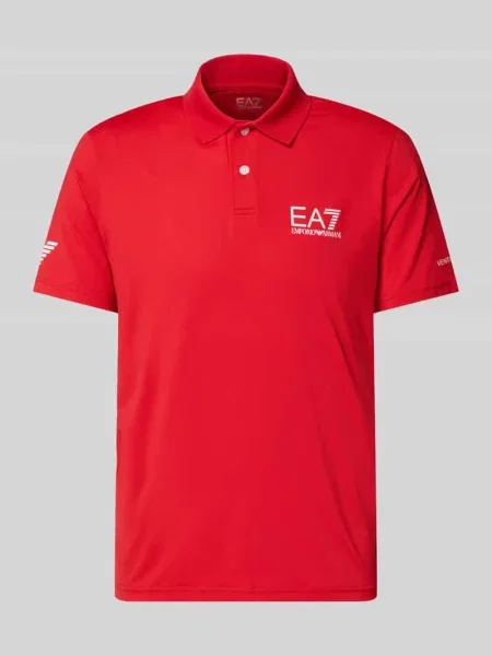 Koszulka polo o kroju regular fit z logo Ea7 Emporio Armani czerwone