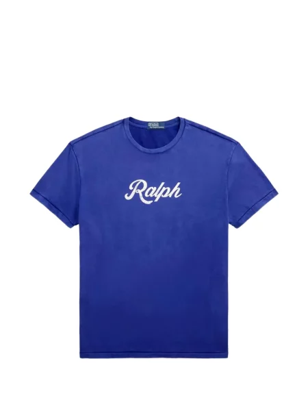 Поло тениска Polo Ralph Lauren с автограф с връзки синьо