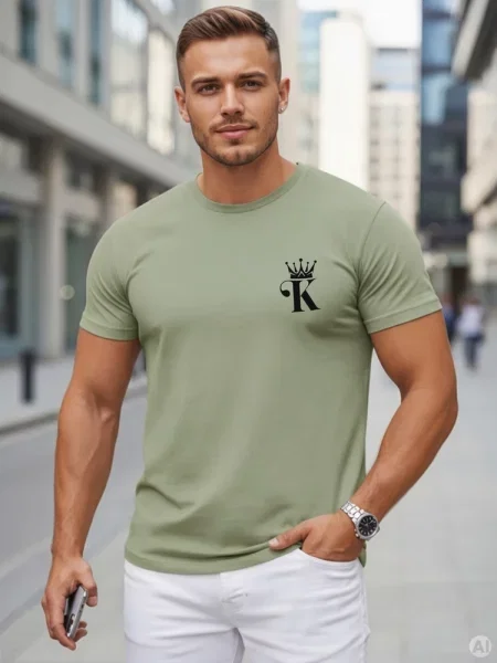 T-shirt z minimalistycznym nadrukiem zielony