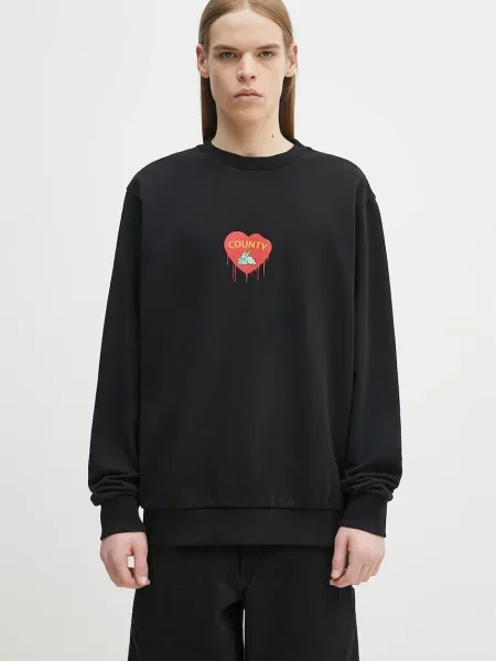 Marcelo Burlon hanorac de Bunny Heart Regular Crewneck Black Red barbati cu imprimeu negru