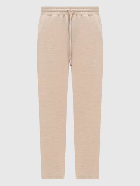 Спортивні штани з вовною шовком та льоном Brett Johnson бежеві