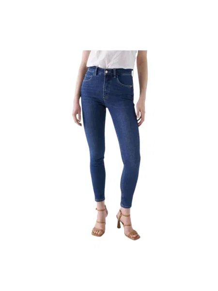 Jeansy skinny Salsa z wysoką talią niebieskie