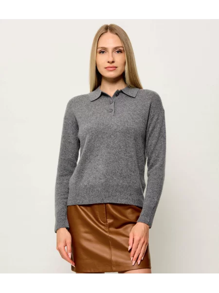 Tricou polo Marella Sport de lână gri