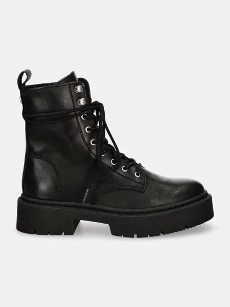 Usnjeni nizki škornji Steve Madden Gusto črna