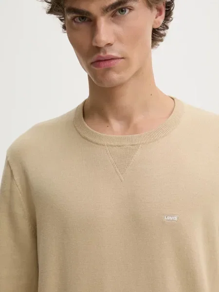 Пуловер Levi's мъжки от лека материя с поло бежово