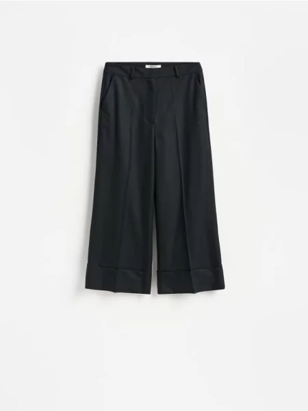 Reserved Pantaloni cu adaos de lână negru