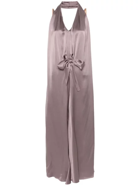 Rochie maxi Alysi din satin de costum roz