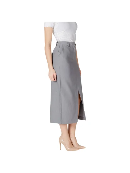 Fustă midi Ichi până la genunchi alb