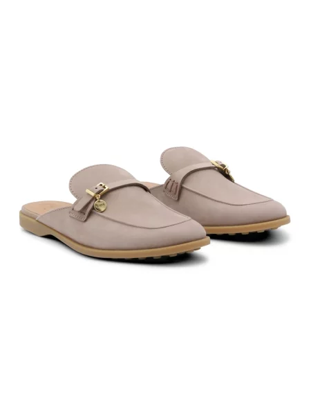 Klapki Tod's skórzane beżowe