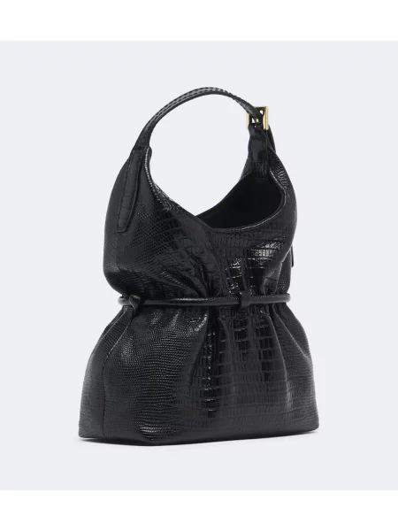 Top Balmain din piele negru