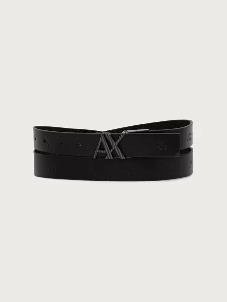 Armani Exchange curea reversibilă pentru bărbați din piele negru