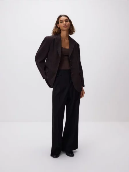 Reserved Однобортний піджак у клітинку темно коричневий