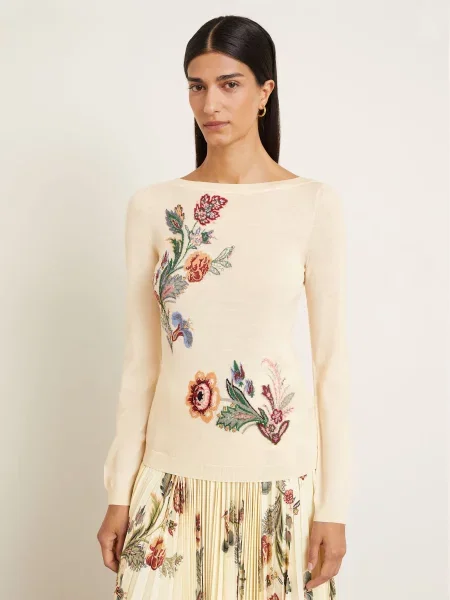 Etro Sweter Z Błyszczącą Przędzą beige beżowy