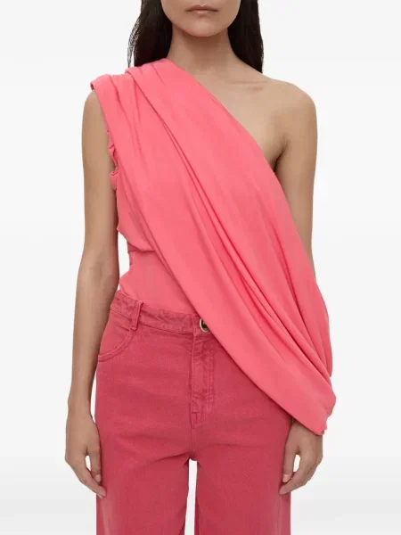 Tricou Christopher Esber din jerseu drapate roz