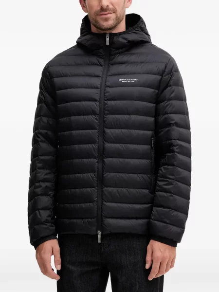 Geacă Armani Exchange cu glugă negru