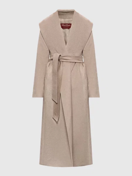Шерстяное пальто Max Mara на запах бежевое