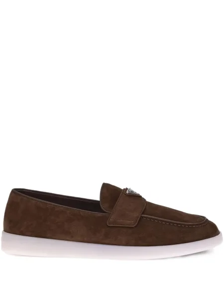 Pantofi loafer Prada din piele de căprioară maro