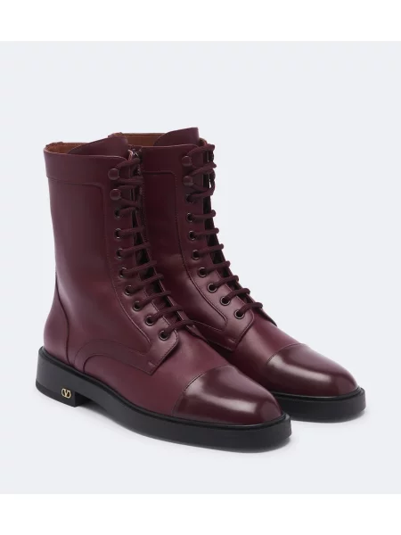 Botine Valentino Garavani cu șireturi din piele